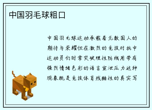 中国羽毛球粗口